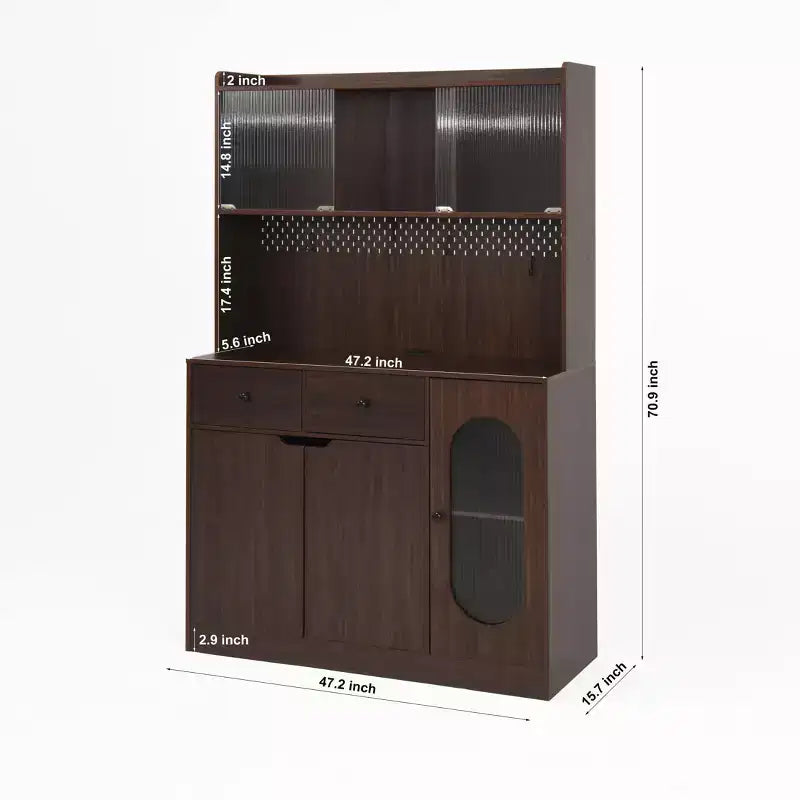Aparador de madera con 4 puertas y 2 cajones, armario de almacenamiento para sala de estar, comedor o cocina
