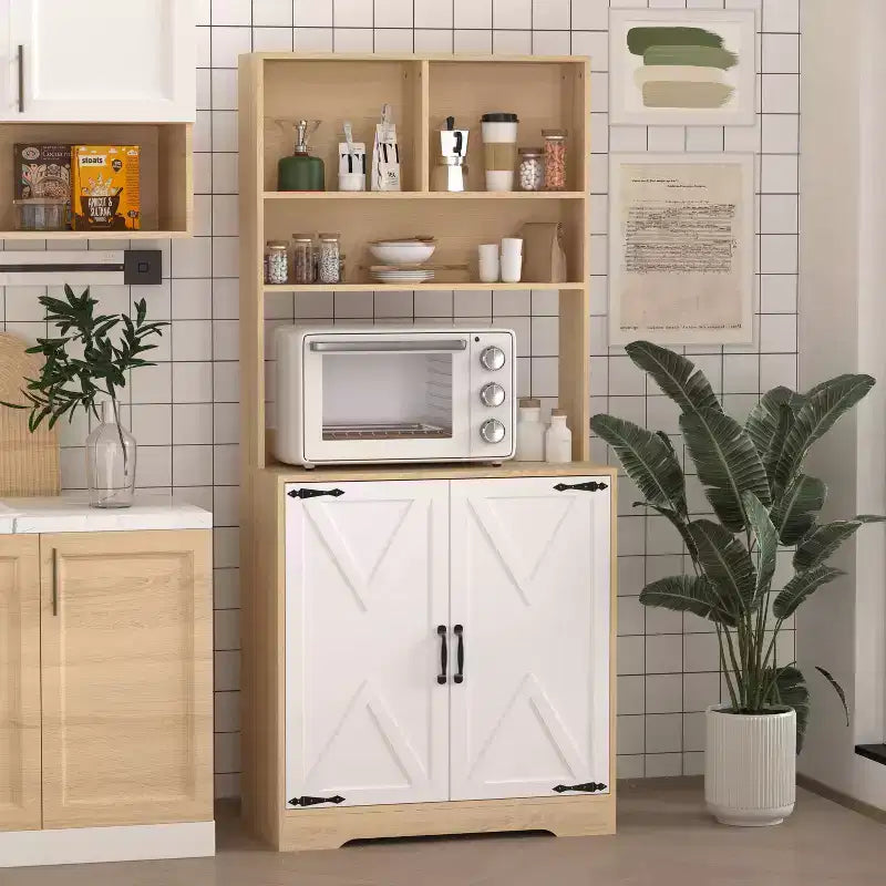 Aparador de madera con 4 puertas y 2 cajones, armario de almacenamiento para sala de estar, comedor o cocina