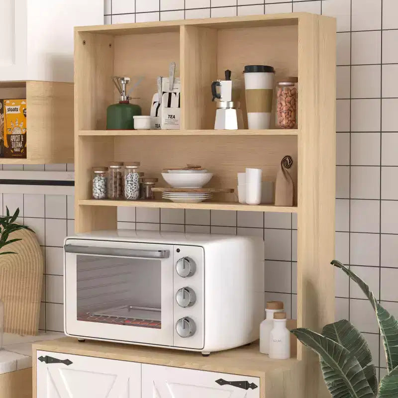 Aparador de madera con 4 puertas y 2 cajones, armario de almacenamiento para sala de estar, comedor o cocina