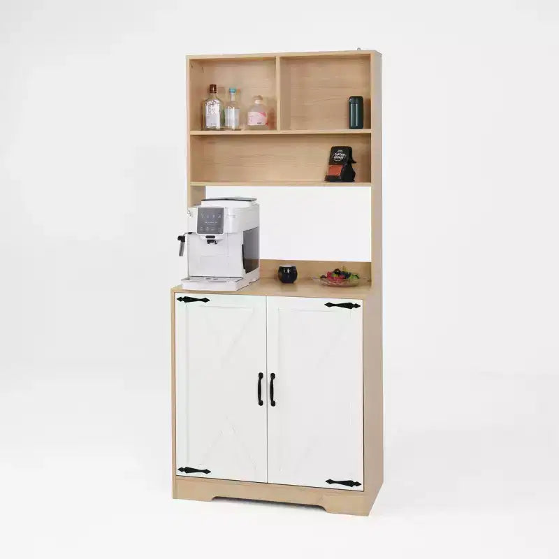 Aparador de madera con 4 puertas y 2 cajones, armario de almacenamiento para sala de estar, comedor o cocina