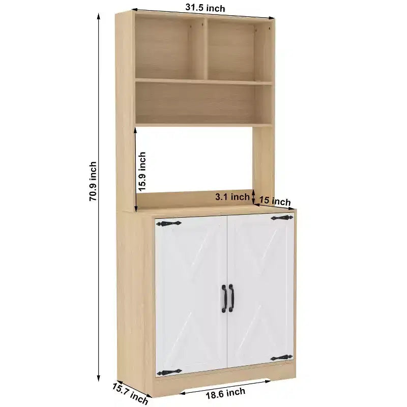 Aparador de madera con 4 puertas y 2 cajones, armario de almacenamiento para sala de estar, comedor o cocina