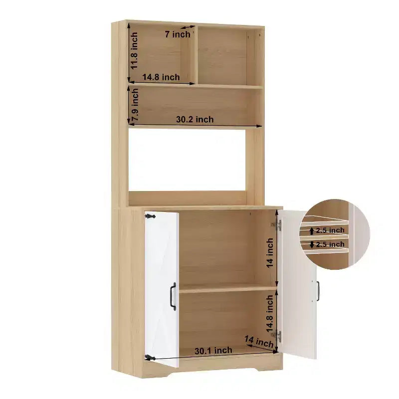 Aparador de madera con 4 puertas y 2 cajones, armario de almacenamiento para sala de estar, comedor o cocina