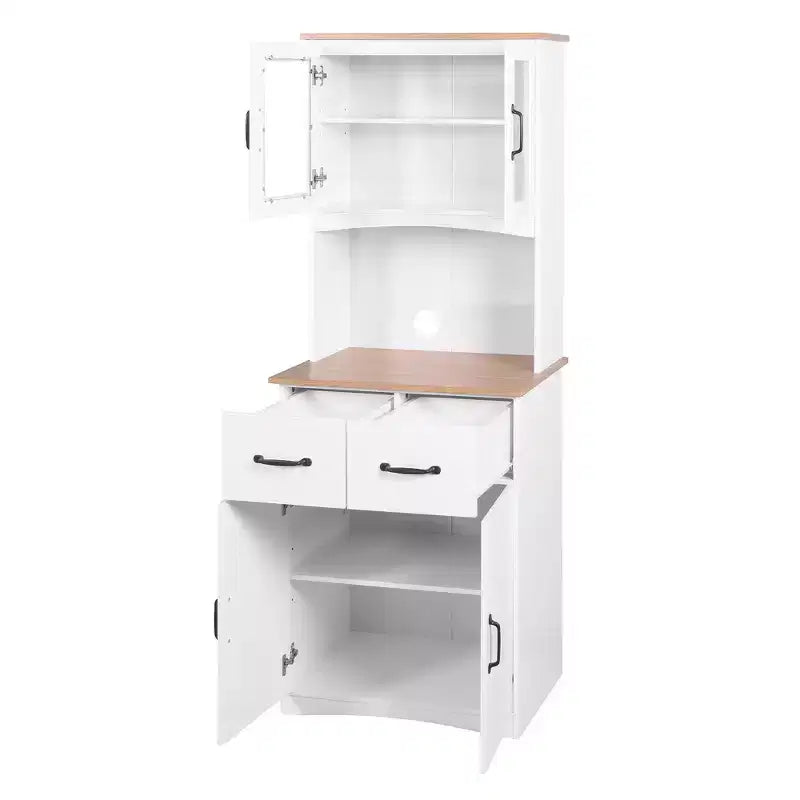 Aparador de madera con 4 puertas y 2 cajones, armario de almacenamiento para sala de estar, comedor o cocina