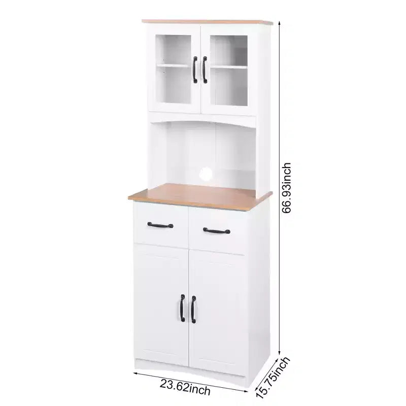 Aparador de madera con 4 puertas y 2 cajones, armario de almacenamiento para sala de estar, comedor o cocina