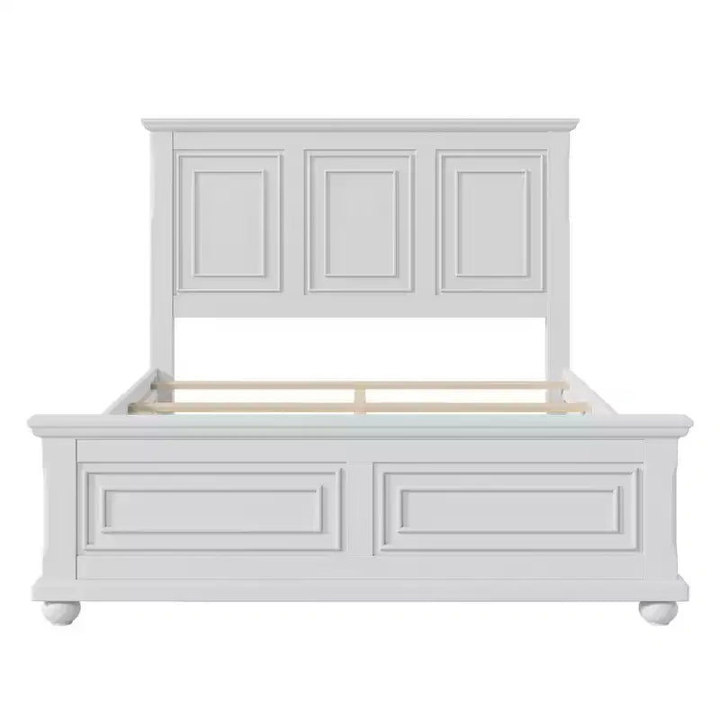 Estructura de cama vintage tamaño queen con cabecero y piecero decorativos