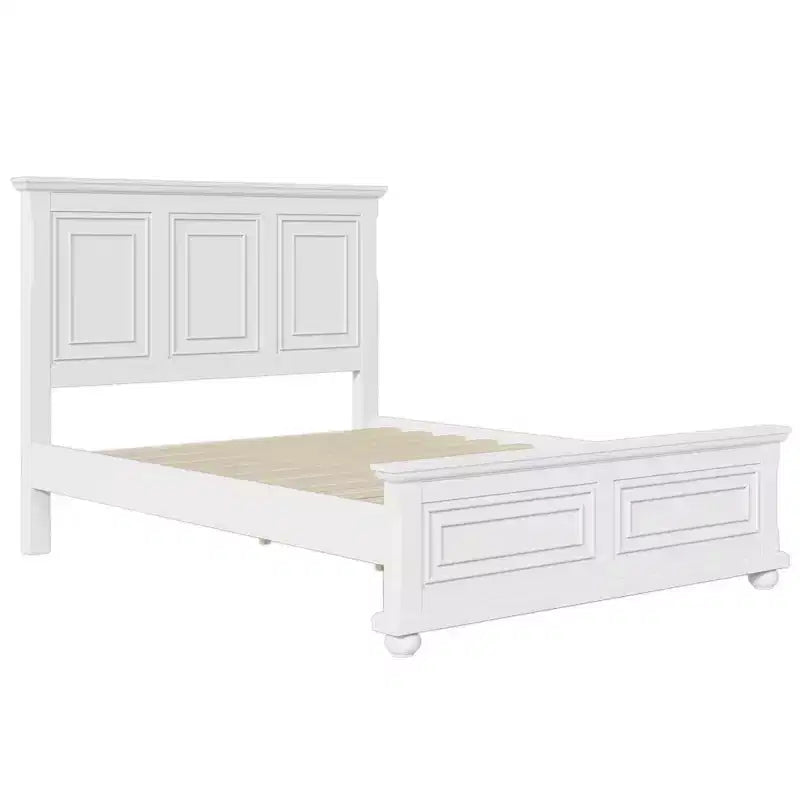 Estructura de cama vintage tamaño queen con cabecero y piecero decorativos