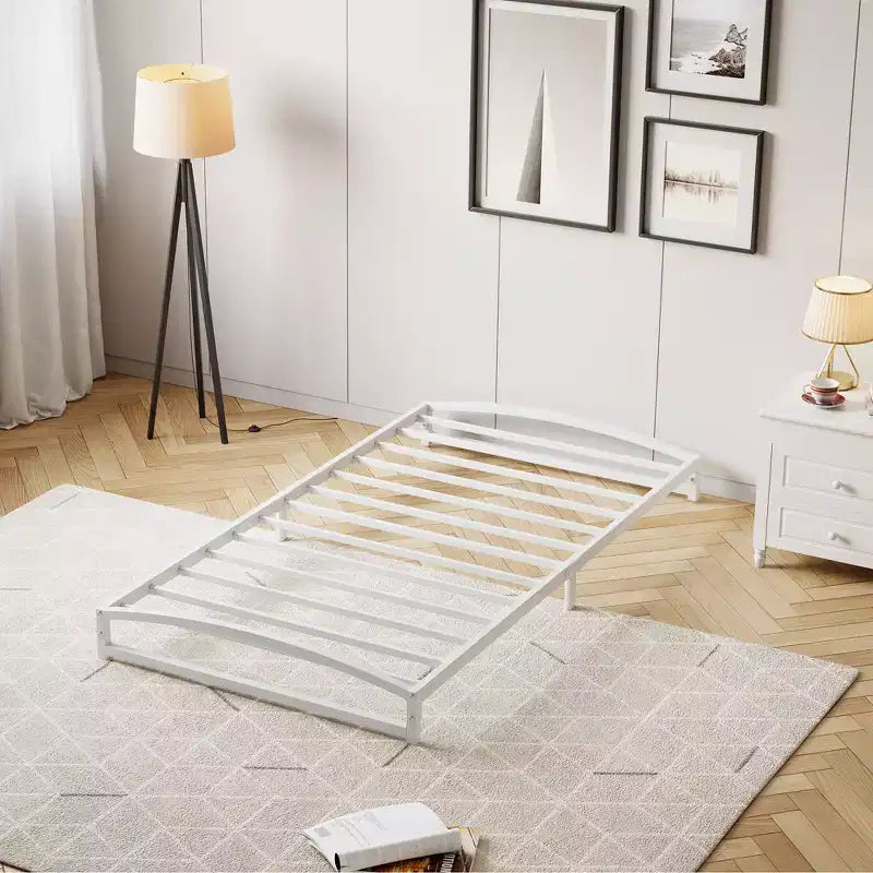 Estructura de cama individual, plataforma metálica baja de 6 pulgadas, fácil de montar, no necesita somier, silenciosa