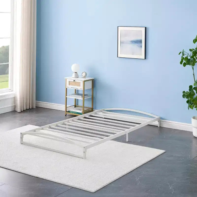 Estructura de cama individual, plataforma metálica baja de 6 pulgadas, fácil de montar, no necesita somier, silenciosa
