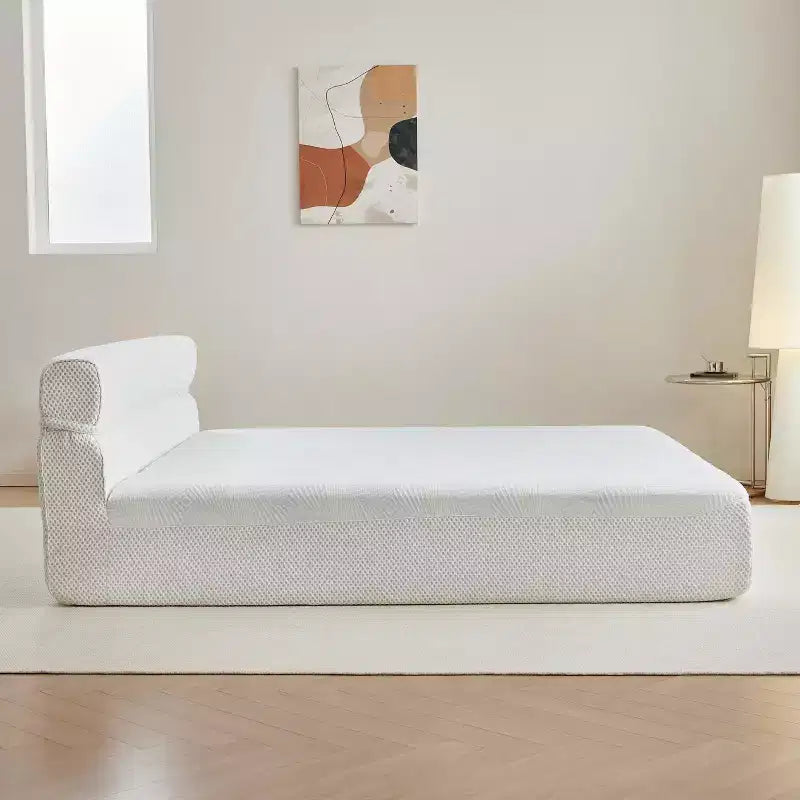 Cama contemporánea con colchón tapizado