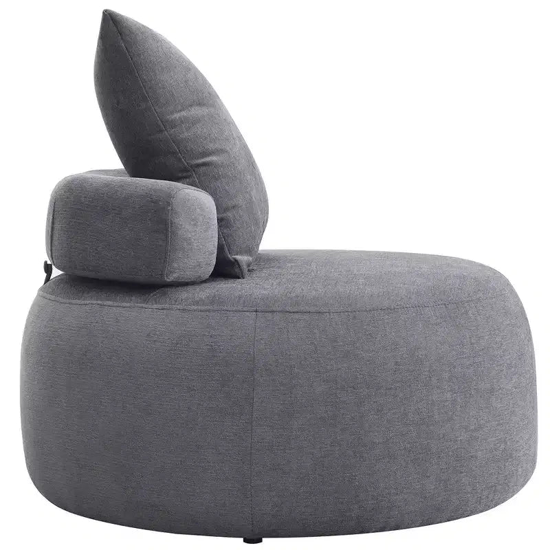 Chaise ronde moderne 32, chaise longue une place convertible en canapé-lit, fauteuil poire en chenille avec coussins pour salon, chambre, appartement ou lecture