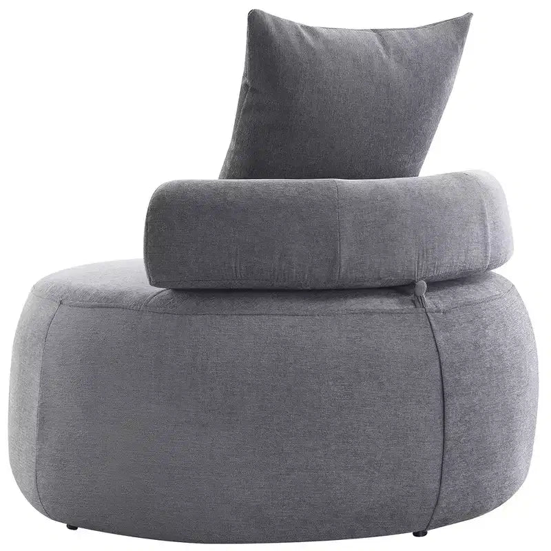 Chaise ronde moderne 32, chaise longue une place convertible en canapé-lit, fauteuil poire en chenille avec coussins pour salon, chambre, appartement ou lecture