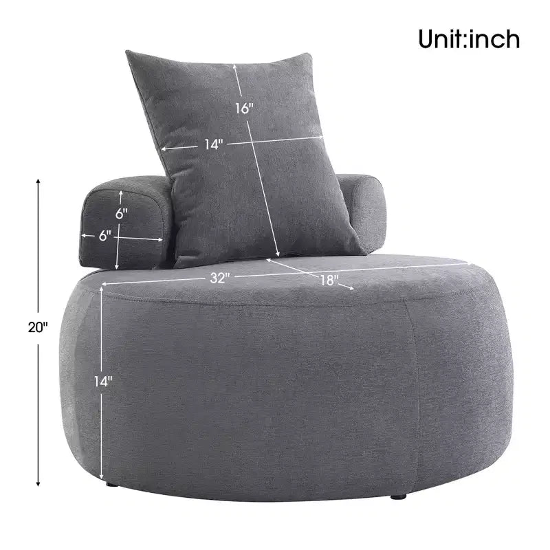 Chaise ronde moderne 32, chaise longue une place convertible en canapé-lit, fauteuil poire en chenille avec coussins pour salon, chambre, appartement ou lecture