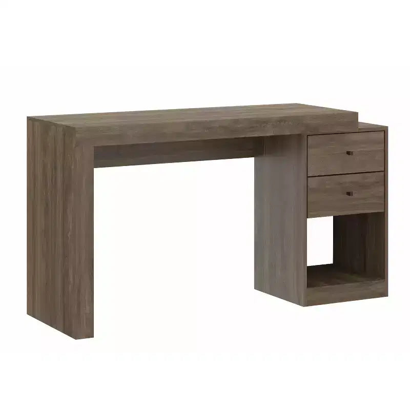 Bureau extensible moderne pour la maison de 47.5IN, bureau d’ordinateur avec 2 tiroirs et 1 étagère, bureau d’écriture pour salle de lecture ou d’étude