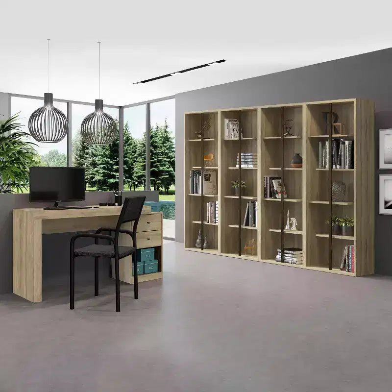 47.5IN Modern Expandable Home Office Desk, Computer Desk with 2 Drawers and 1 Shelf, Writing Desk for Reading Room, Study