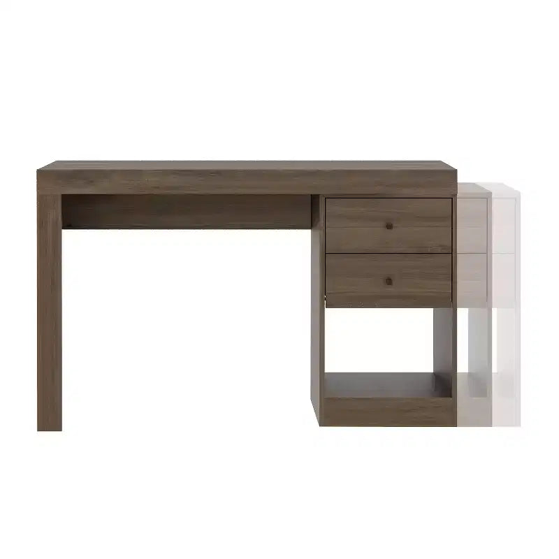 Bureau extensible moderne pour la maison de 47.5IN, bureau d’ordinateur avec 2 tiroirs et 1 étagère, bureau d’écriture pour salle de lecture ou d’étude