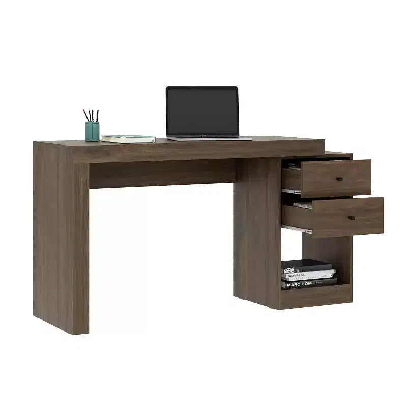 47.5IN Modern Expandable Home Office Desk, Computer Desk with 2 Drawers and 1 Shelf, Writing Desk for Reading Room, Study