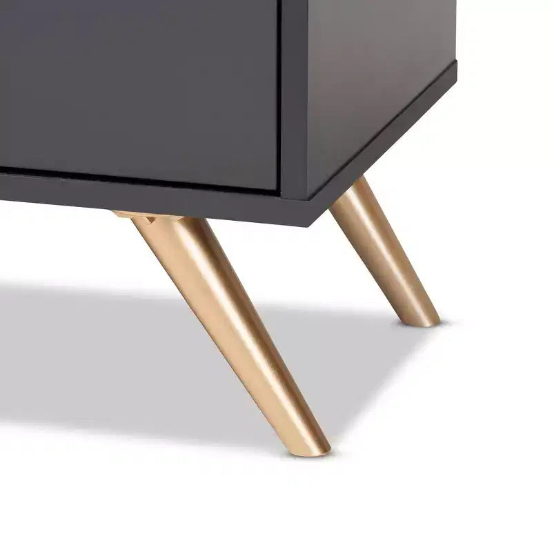 3 Door Cabinet Dark Gray/Gold  : Entryway Organizer with 4 Shelves