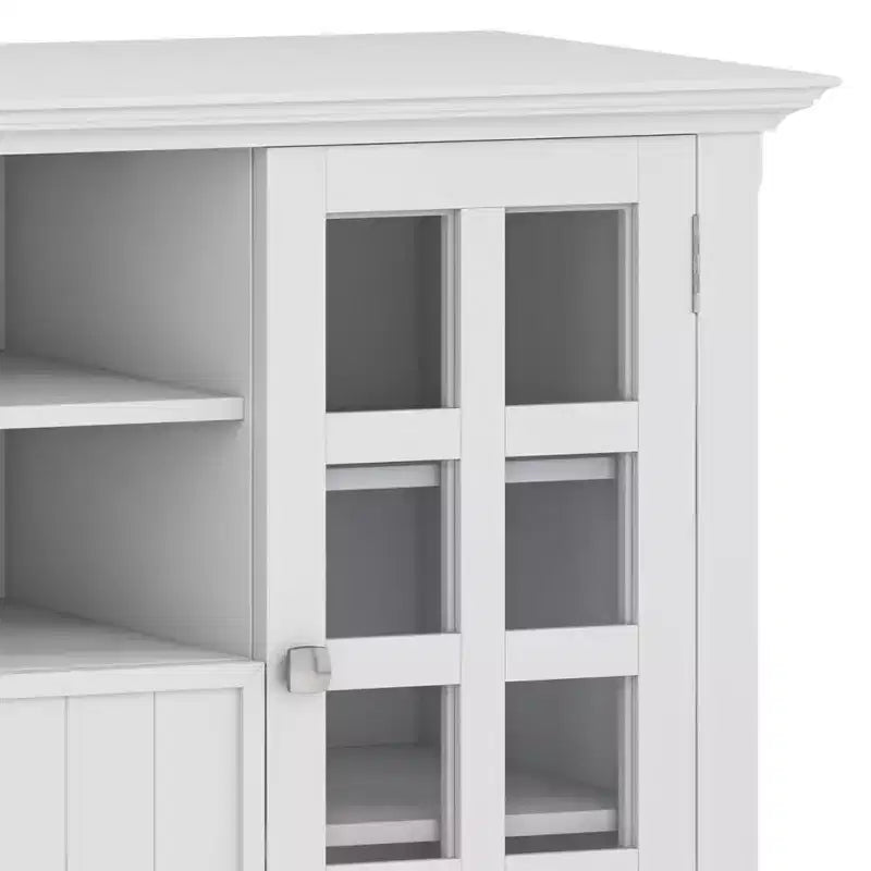 Mueble alto para televisores de hasta 60" blanco: estantes ajustables, pino y contrachapado, almacenamiento multimedia