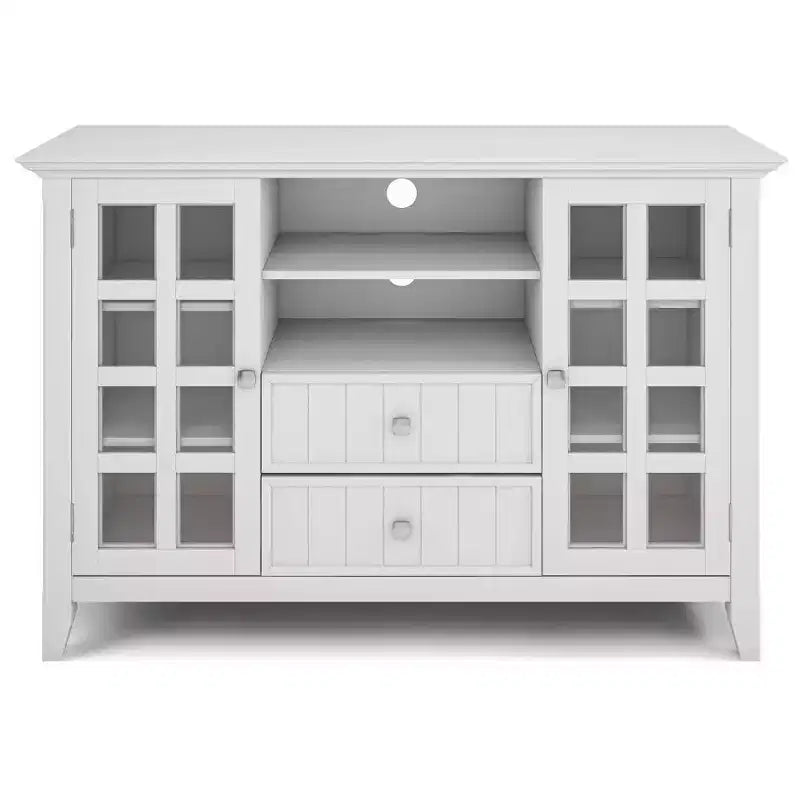 Mueble alto para televisores de hasta 60" blanco: estantes ajustables, pino y contrachapado, almacenamiento multimedia