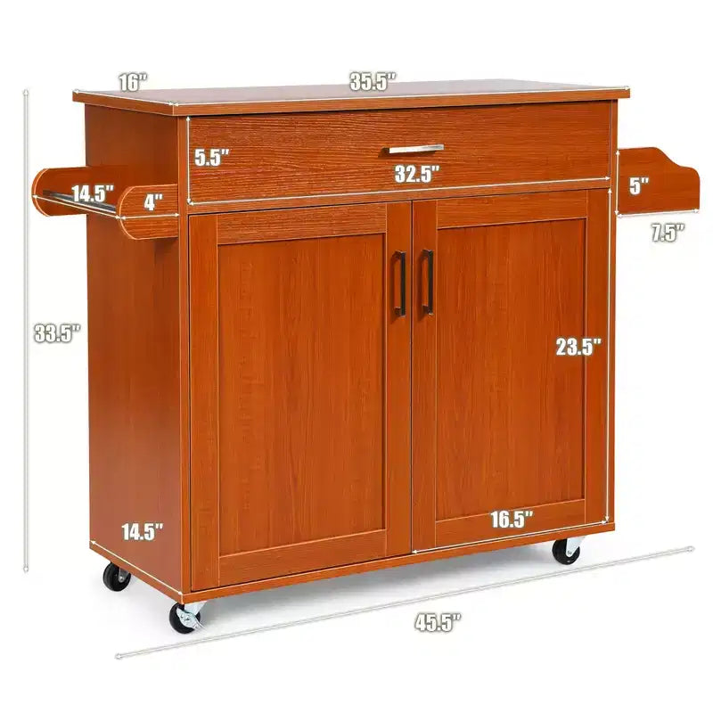 Rolling Kitchen Island Cart Storage Cabinet w/ Towel & Spice Rack White\Black\Cherry\Gray