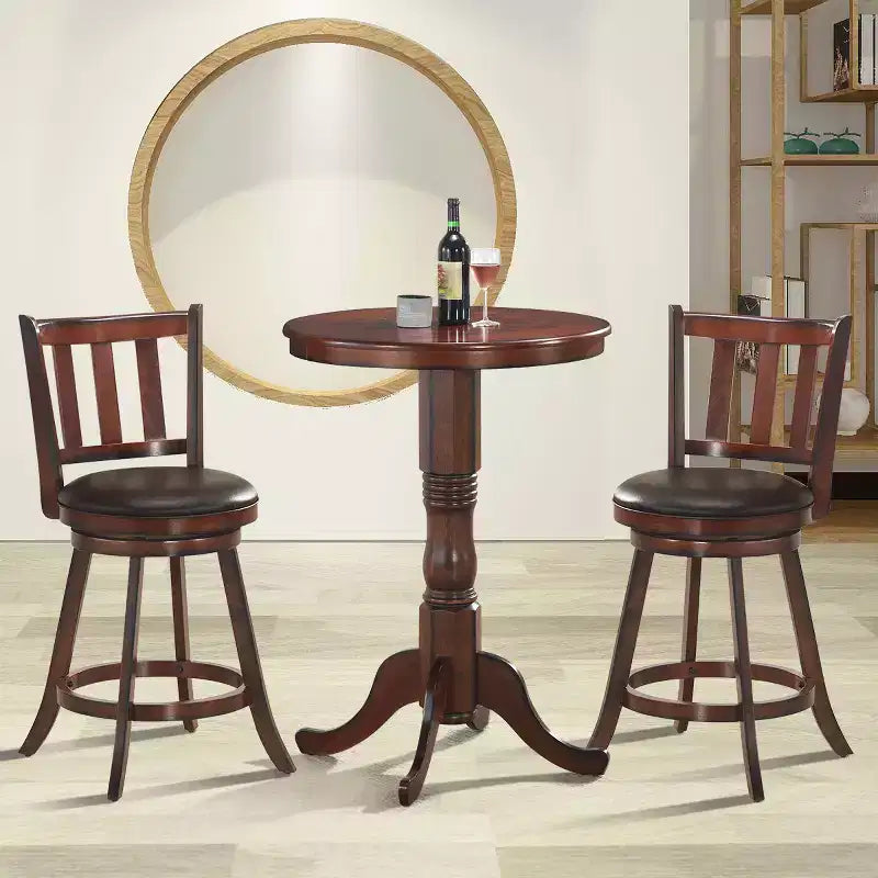 Set of 2 25'' Swivel Bar stool Leather Padded Dining Kitchen Pub Bistro Chair High Back