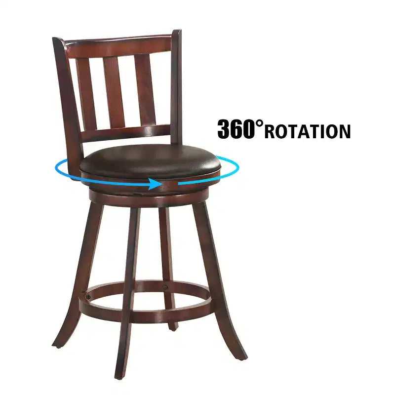 Set of 2 25'' Swivel Bar stool Leather Padded Dining Kitchen Pub Bistro Chair High Back
