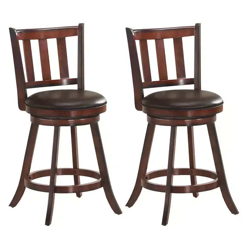 Set of 2 25'' Swivel Bar stool Leather Padded Dining Kitchen Pub Bistro Chair High Back