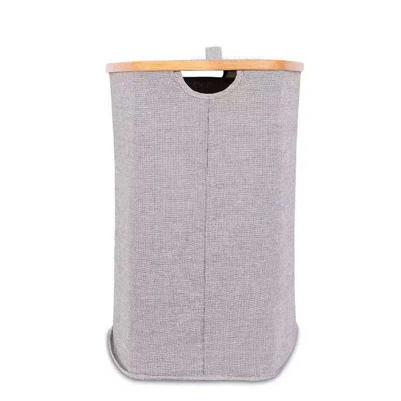 Divided Bamboo & Canvas Hamper - Grey