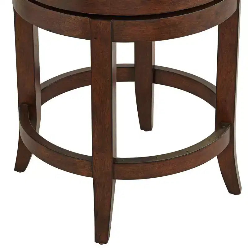 Walnut Wood Bar Stool Brown 24 High Farmhouse Rustic Beige Linen Cushion with Backrest Footrest for Kitchen Counter Island Home